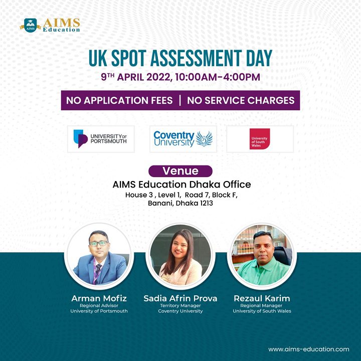 UK Spot Assessment Event on 9th April from 10 am to 4 pm